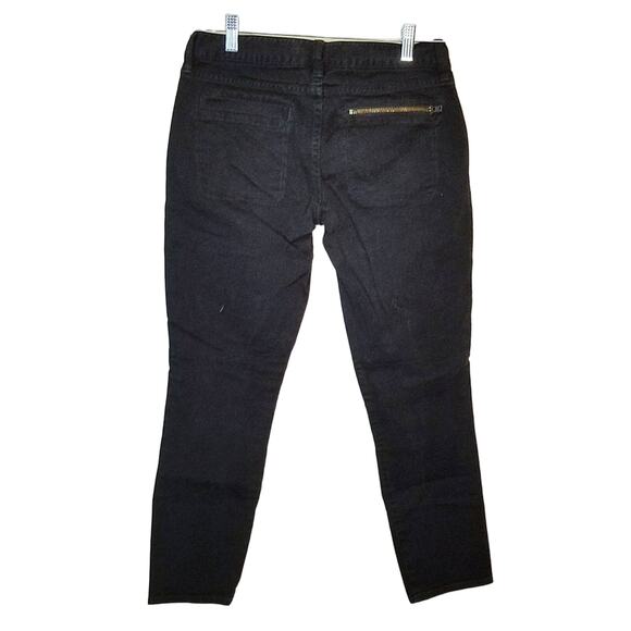 J Crew Toothpick Mid Rise Zipper Detail Skinny Ankle Black Denim Jeans Size 28 - Picture 4 of 9